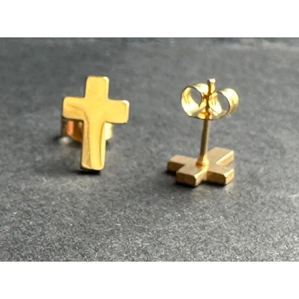 Cross Stud Surgical Steel Earrings Black, Silver & Gold