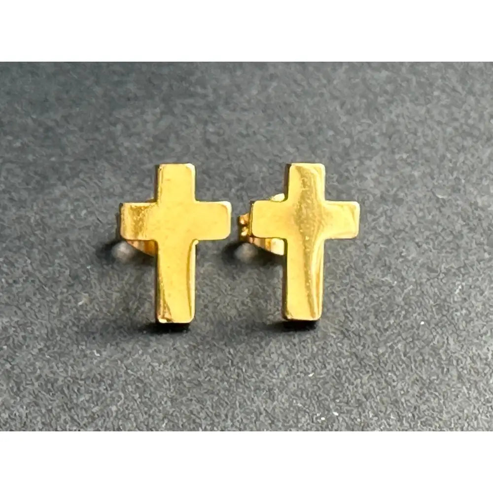 Cross Stud Surgical Steel Earrings Black, Silver & Gold