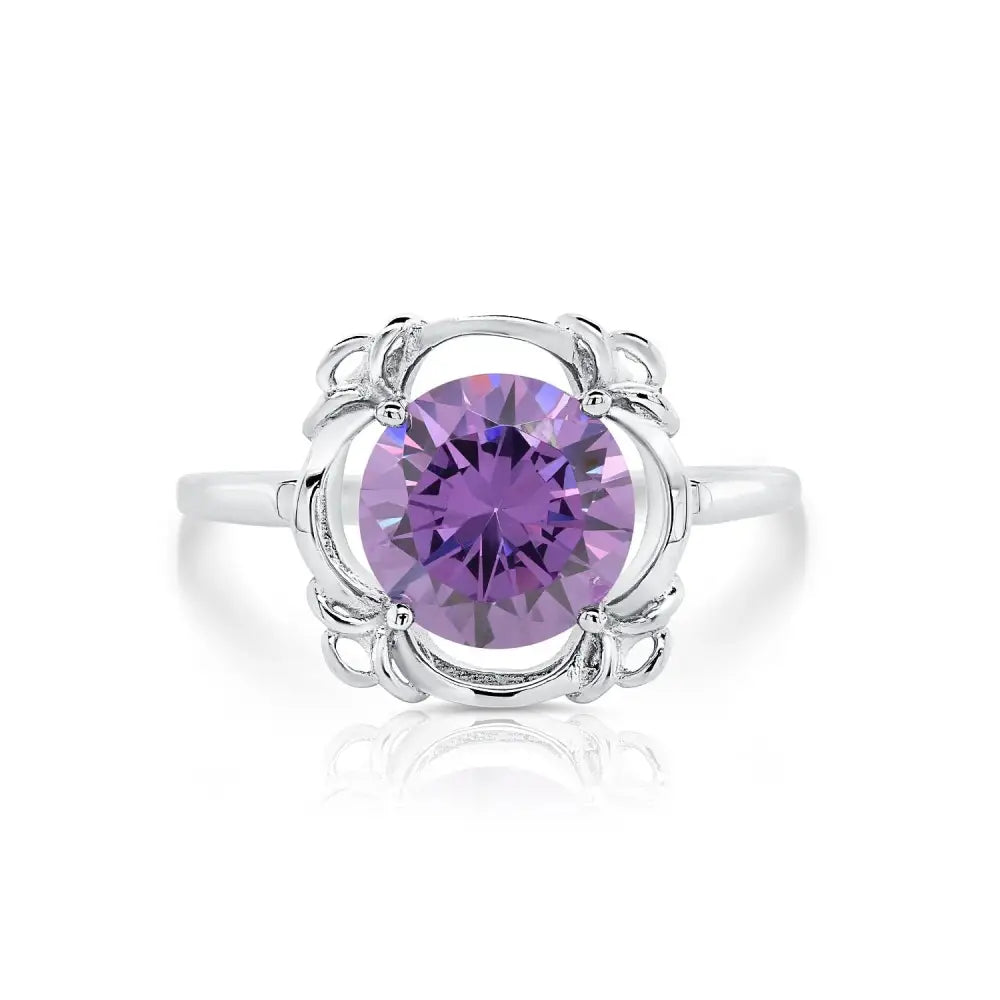 CZ Birthstone Ring, 4 Colors in Sterling Silver