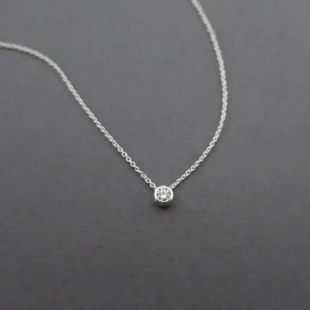 Cz Diamond Solitaire Crystal Necklace Sterling Silver, Bridesmaid Necklace Jewellery Gift, Tiny Cz Cubic Zirconia Wedding Necklace Jewellery
