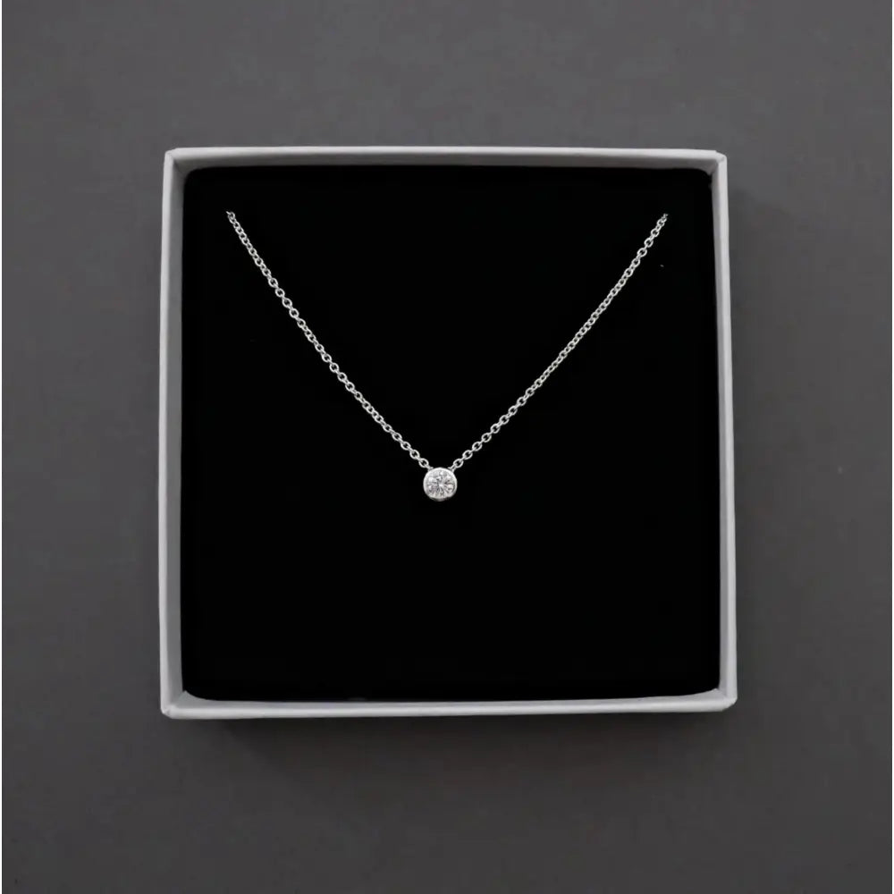 Cz Diamond Solitaire Crystal Necklace Sterling Silver, Bridesmaid Necklace Jewellery Gift, Tiny Cz Cubic Zirconia Wedding Necklace Jewellery