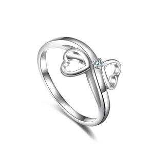 CZ Double Open Heart Ring in Sterling Silver - A Sparkling Gift of Love for Anniversaries and Everyday Elegance.