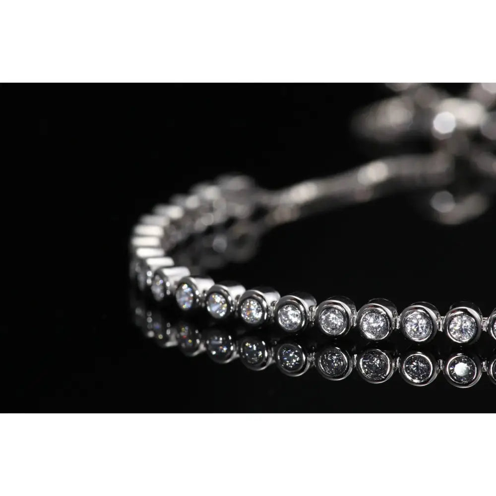 CZ Elegant Tennis Bracelet, Adjustable in Sterling Silver