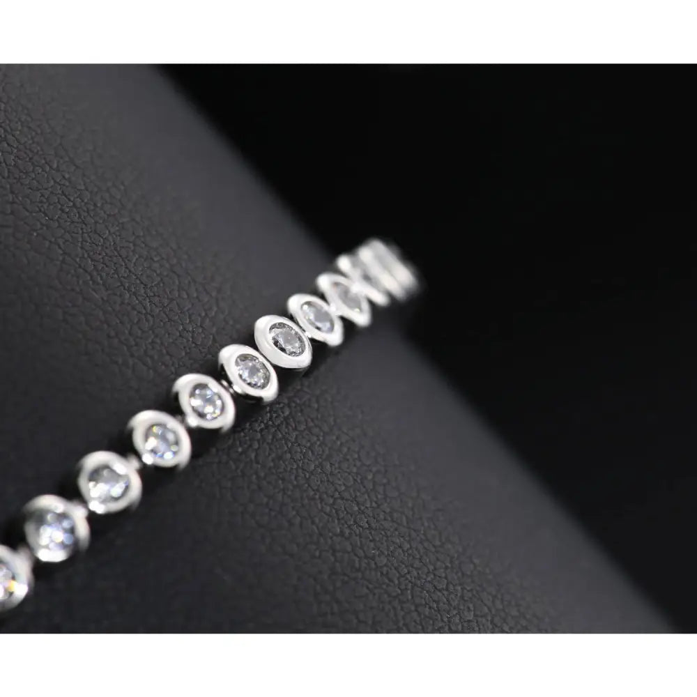 CZ Elegant Tennis Bracelet, Adjustable in Sterling Silver