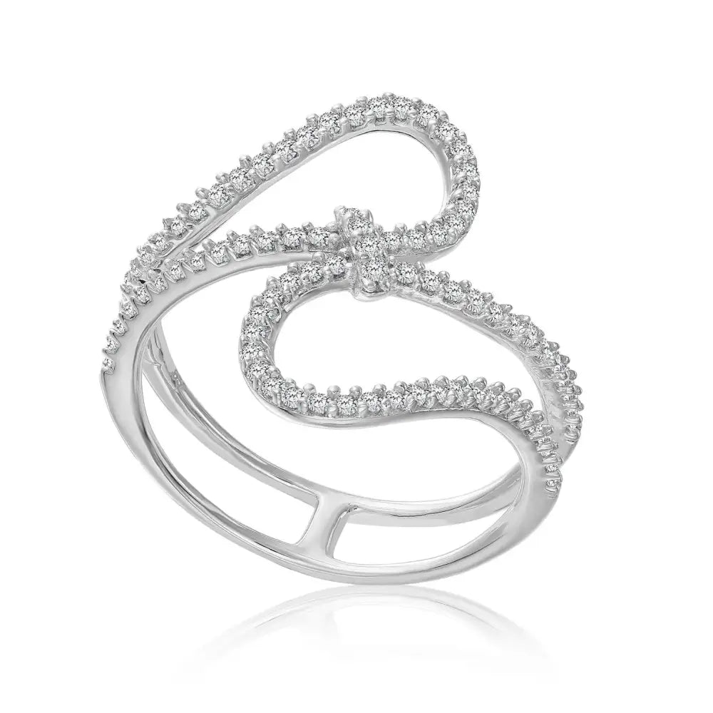 CZ Infinity Crossover Open Ring in Sterling Silver - Timeless Love Gift for Anniversaries & Everyday Elegance.