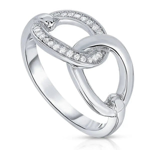 CZ Open Circle Wide Link Ring in Sterling Silver – Elegant Bold Sparkle for Her Birthday & Everyday Luxury.