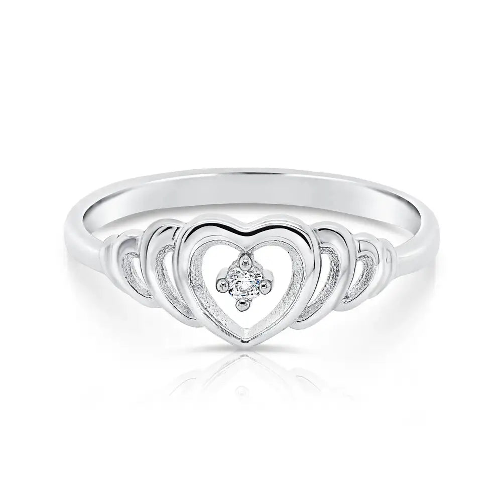 CZ Open Heart Sterling Silver Ring – Elegant Love Ring Perfect for Her on Anniversaries & Everyday Wear.