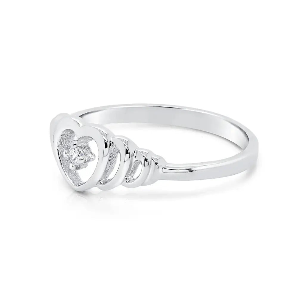 CZ Open Heart Sterling Silver Ring – Elegant Love Ring Perfect for Her on Anniversaries & Everyday Wear.