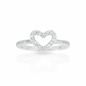 CZ Open Heart Sterling Silver Ring – Perfect Gift of Love for Birthdays & Every Day Elegance.