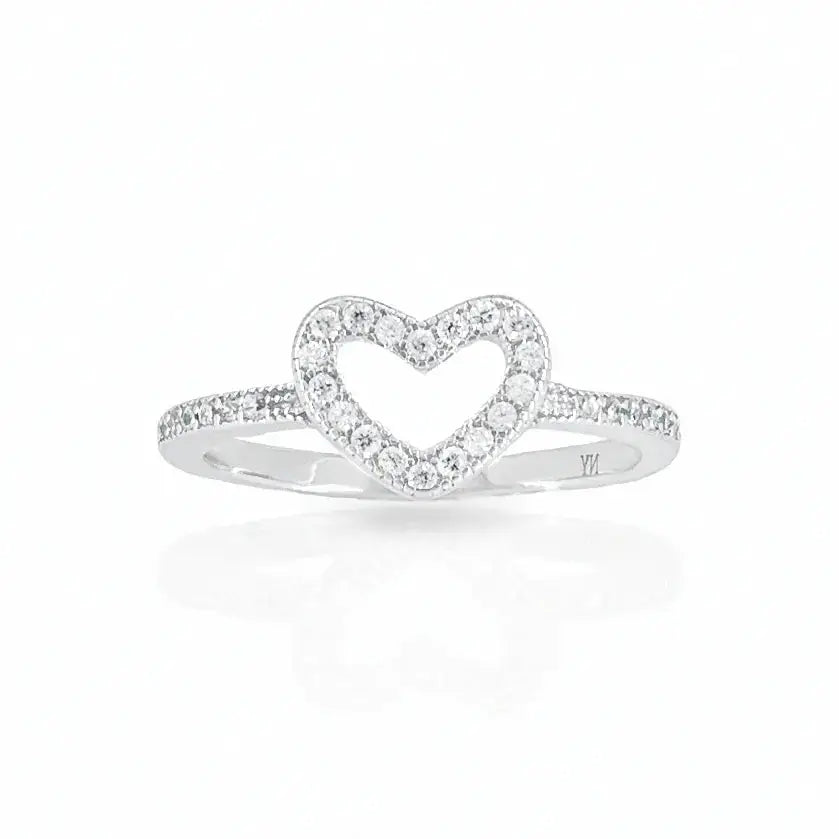 CZ Open Heart Sterling Silver Ring – Perfect Gift of Love for Birthdays & Every Day Elegance.