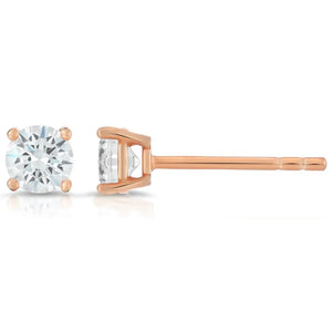 CZ Rose Gold Plated Stud Earrings in Sterling Silver