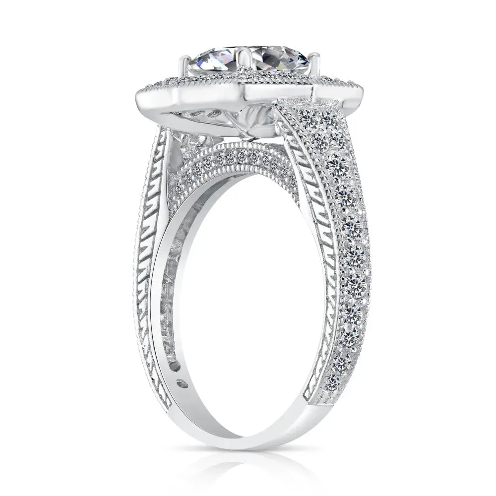 CZ Royal Square Solitaire Engagement Ring - Elegant Sterling Silver Sparkle for Proposals, Weddings & Anniversaries.
