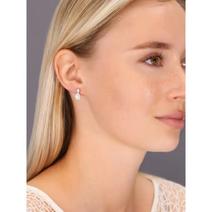 CZ Teardrop Dangle Stud Earrings in Sterling Silver