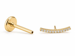 Flat Back Ear Climber, Titanium CZ Ear Crawler Earring, Threadless Push Pin Helix Cartilage Tragus Stud, 16G 18G 20G Dainty Gold Silver