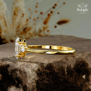 1Ct Oval Lab Diamond Engagement Ring: 14K Gold Promise Ring