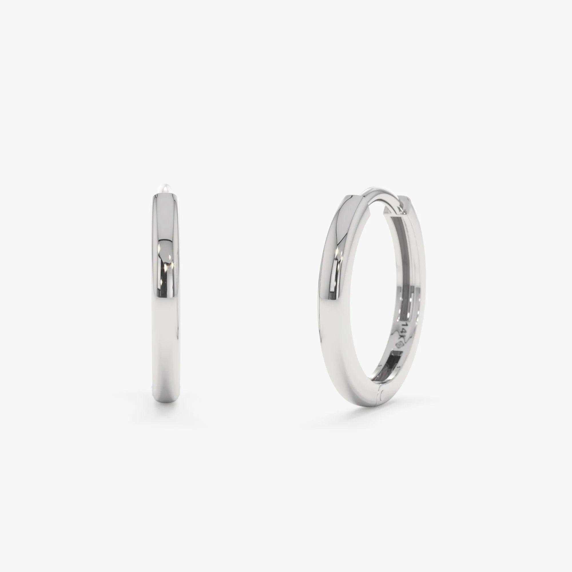 Elegant 14K Solid Gold Mini Huggie Earrings - Tiny Hinged Cartilage Hoops in 7mm, 8mm, and 9mm Sizes.