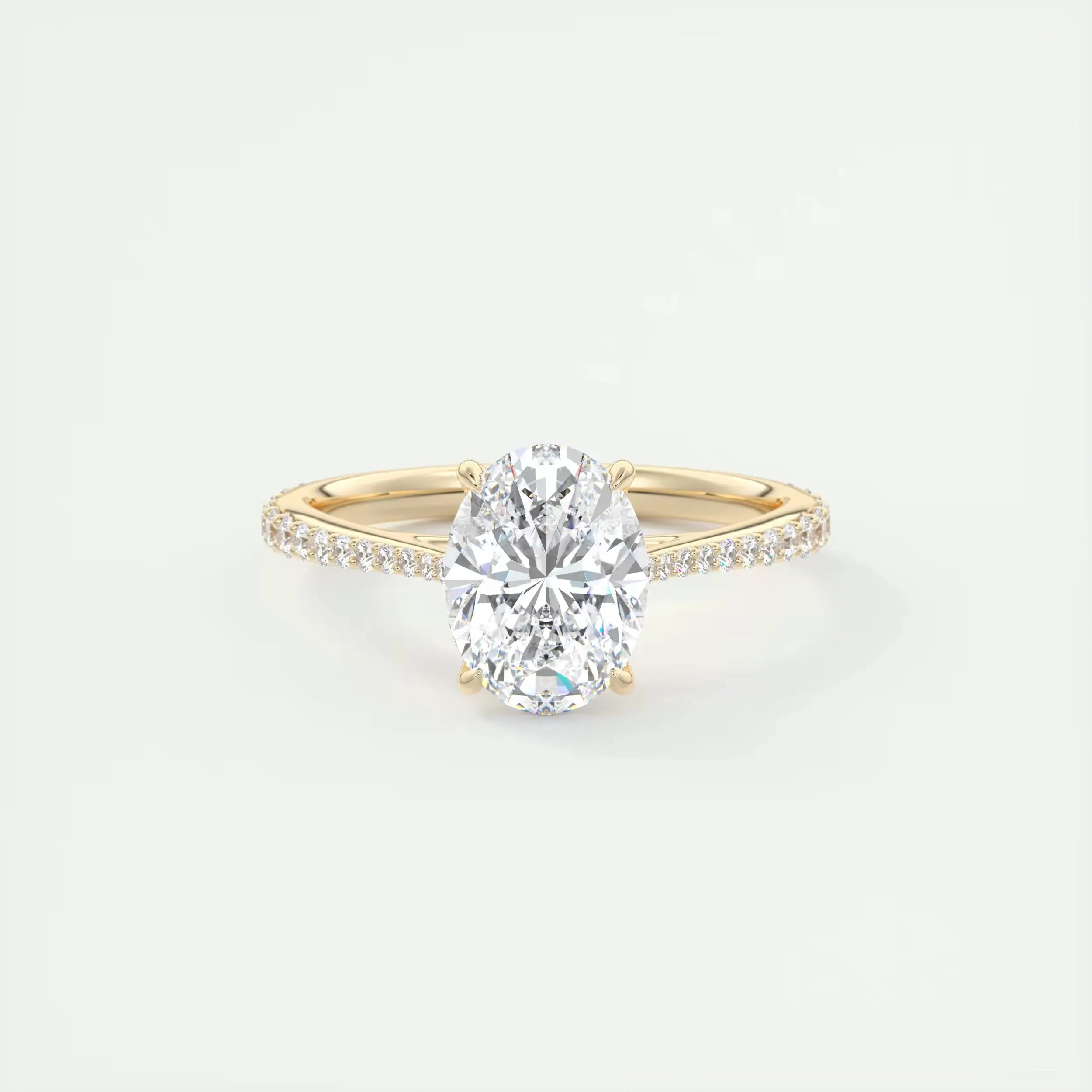 2.35 TCW Oval Cut Lab Grown Diamond Solitaire Accent Ring, 14K Solid Gold Engagement Ring, Wedding Ring, Bridal Ring, Anniversary Gift Ring.