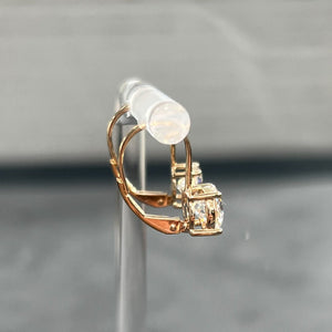 14K Gold 2.00 Carat Dangling Solitaire Drop Earrings Leverback