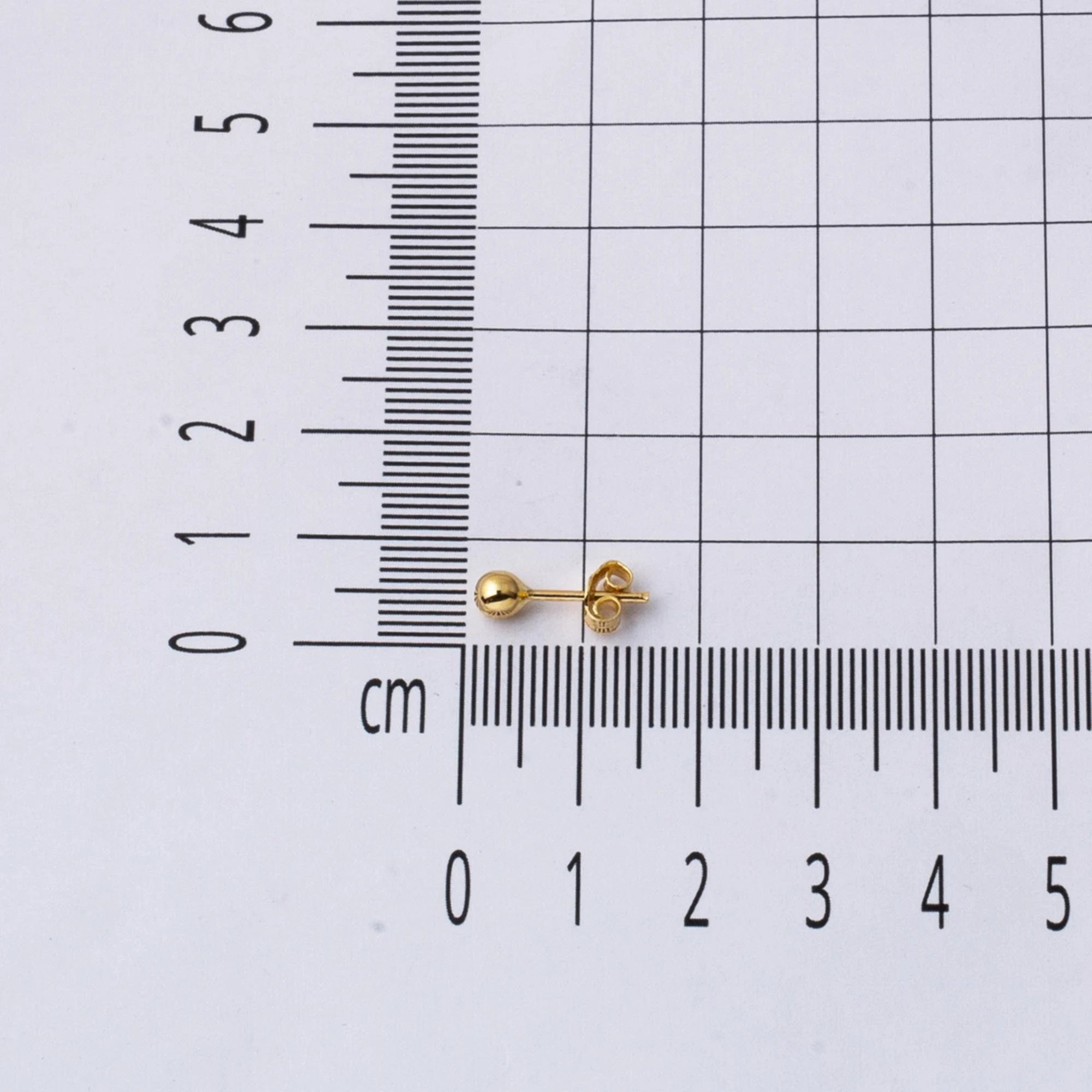 14K Solid Gold Ball Stud Earrings, Yellow Gold Ball Earrings 4Mm, Gold round Ball Stud Sleeper Earrings, Classic Jewelry