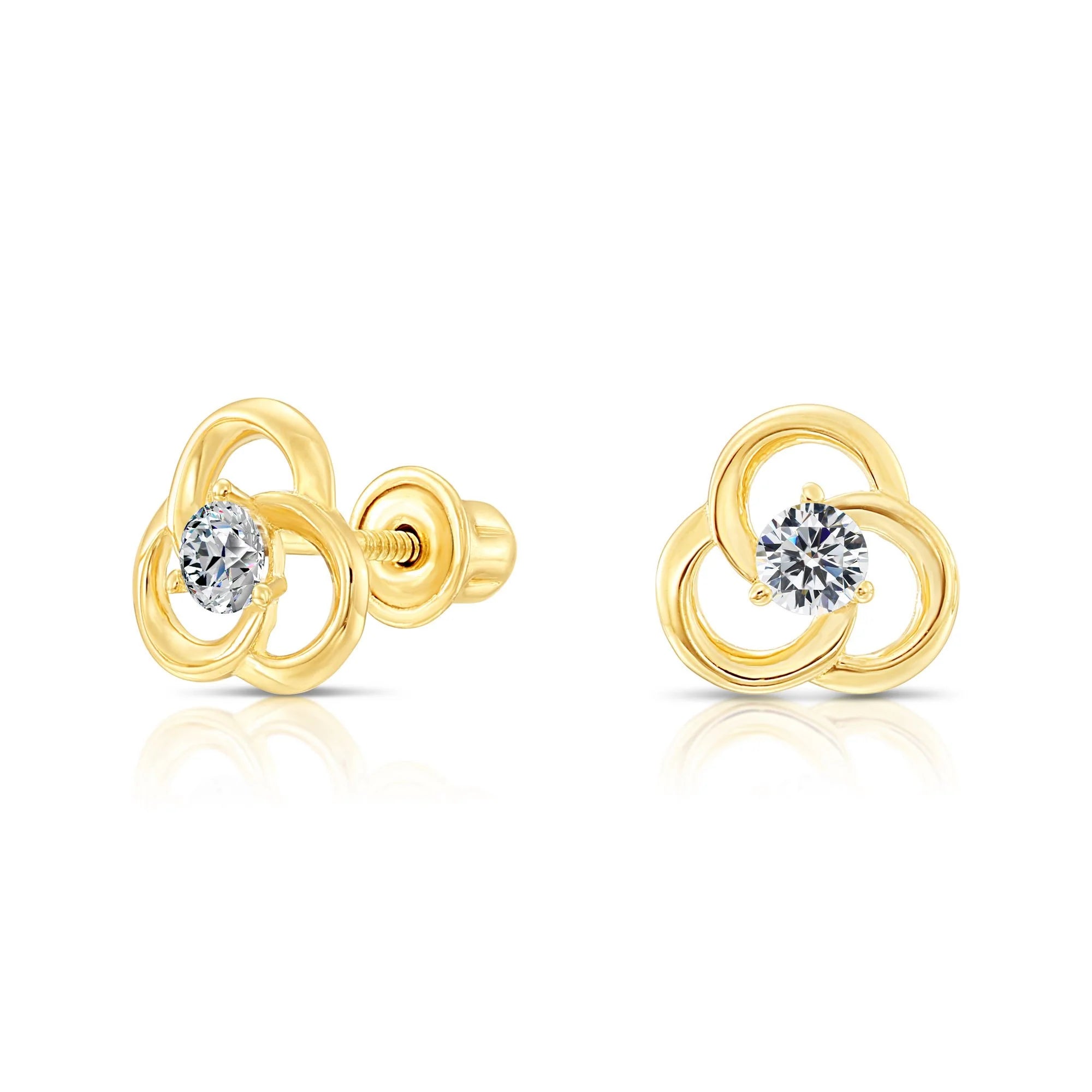 10K Yellow Gold Flower Stud Earrings