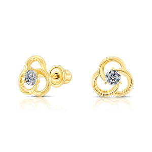 10K Yellow Gold Flower Stud Earrings
