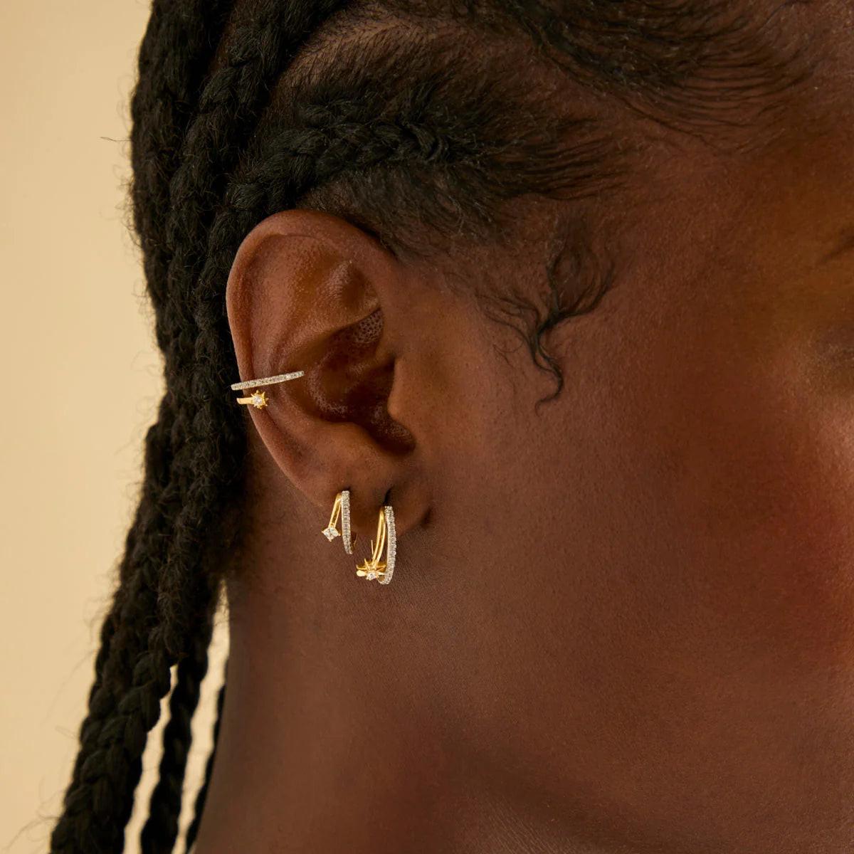 Stunning Gold Cosmic Illusion Crystal Hoop Earrings.