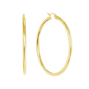 Elegant 14K Solid Gold 65mm Thin Lightweight Hoop Earrings - Perfect for Any Occasion!.