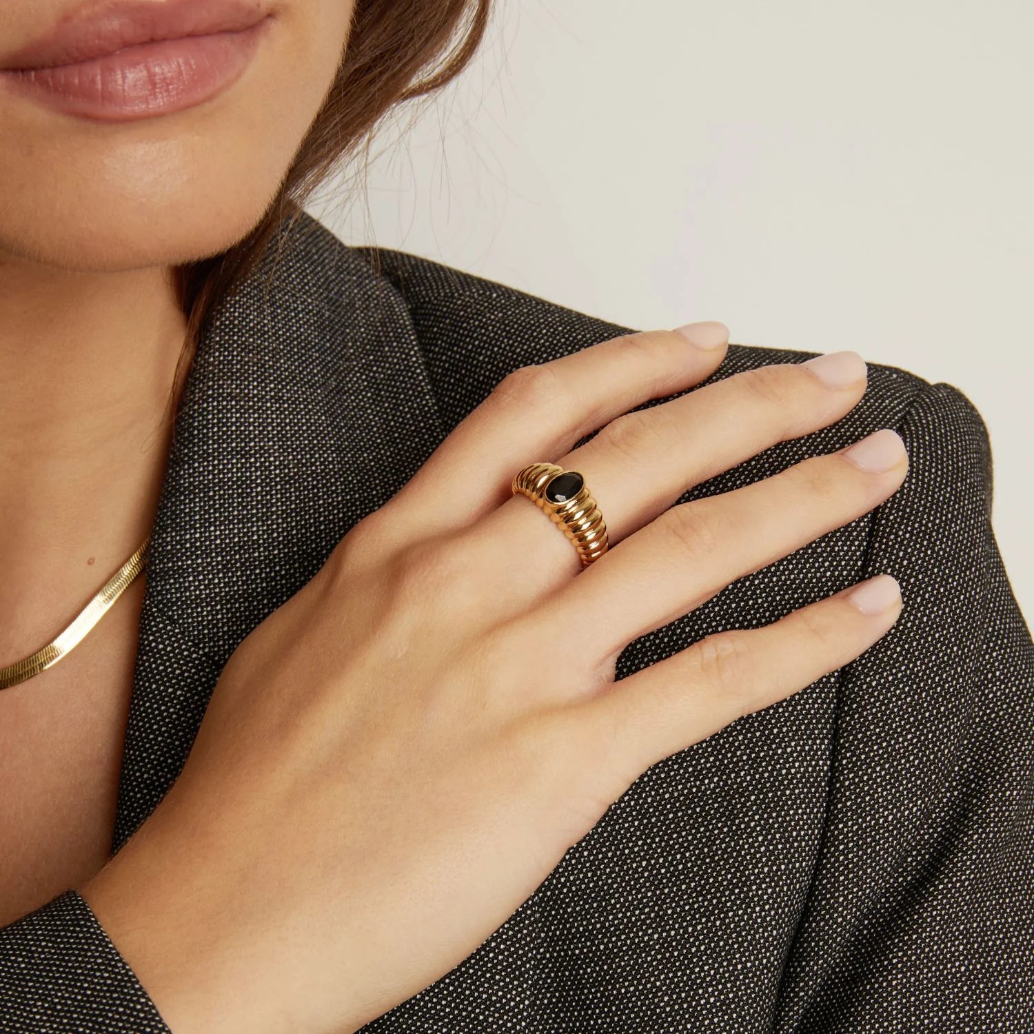 Lab Grown Black Sapphire Art Deco Ring NikNenz™ Premium Gold & Diamonds
