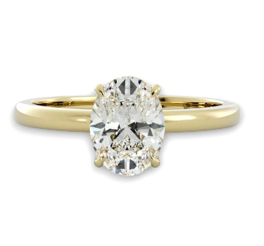 2Ct Oval Cut Moissanite Solitaire Ring, Oval Cut Moissanite Engagement Ring, 14K Solid Gold Ring, Anniversary Gift Ring, Bridal Ring,