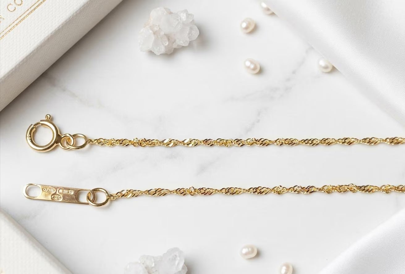 18K Gold Anklet (750/1000) Singapore Link – Solid Yellow Gold Ankle Chain – 18-Karat Women'S Ankle Bracelet – Gift for Women