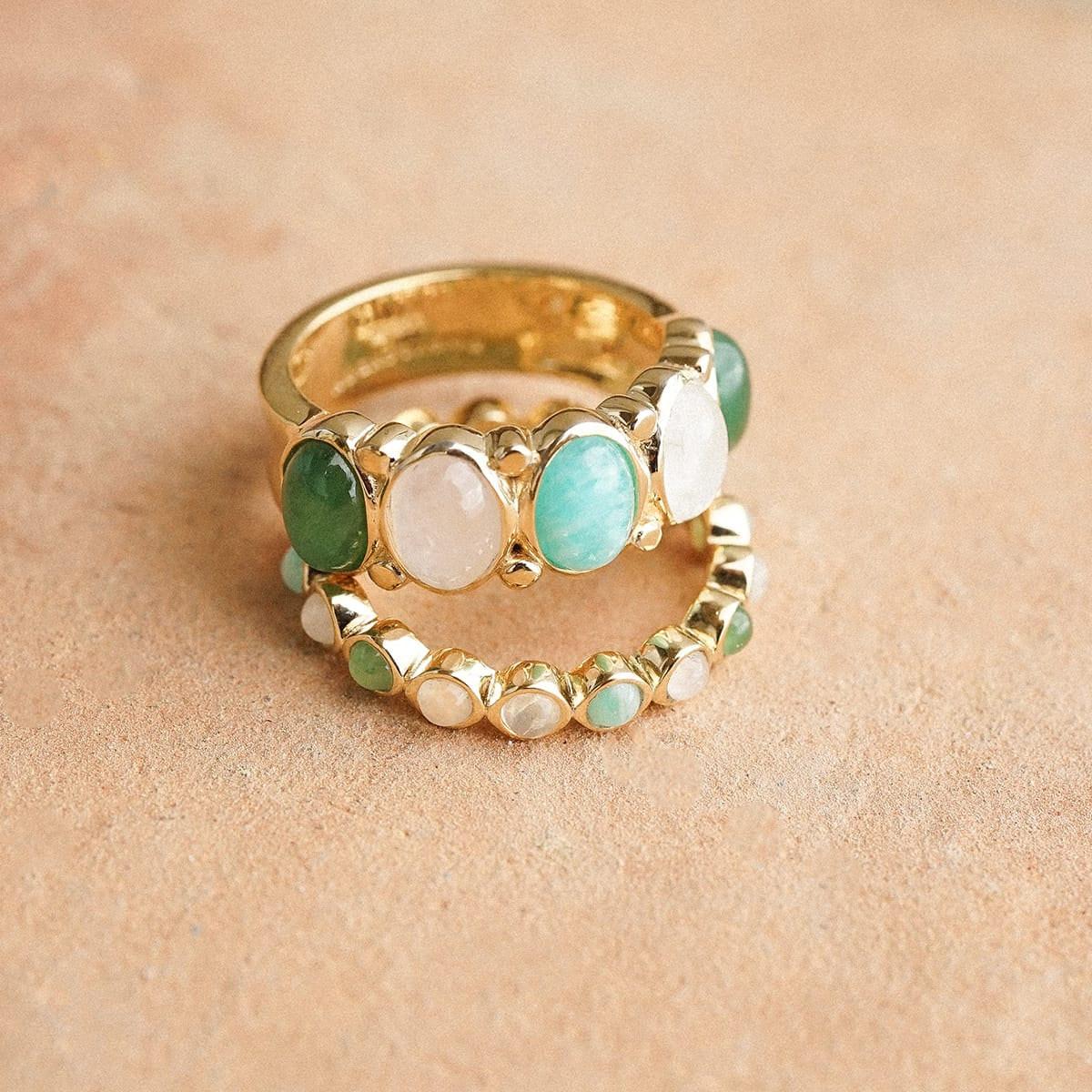 Stunning 18Ct Gold Plated Bold Mixed Gemstone Ring.