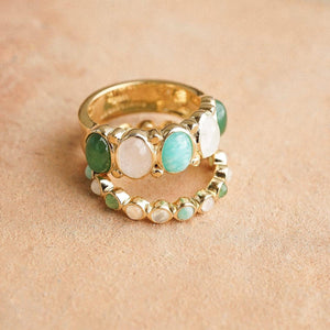 Stunning 18Ct Gold Plated Bold Mixed Gemstone Ring.