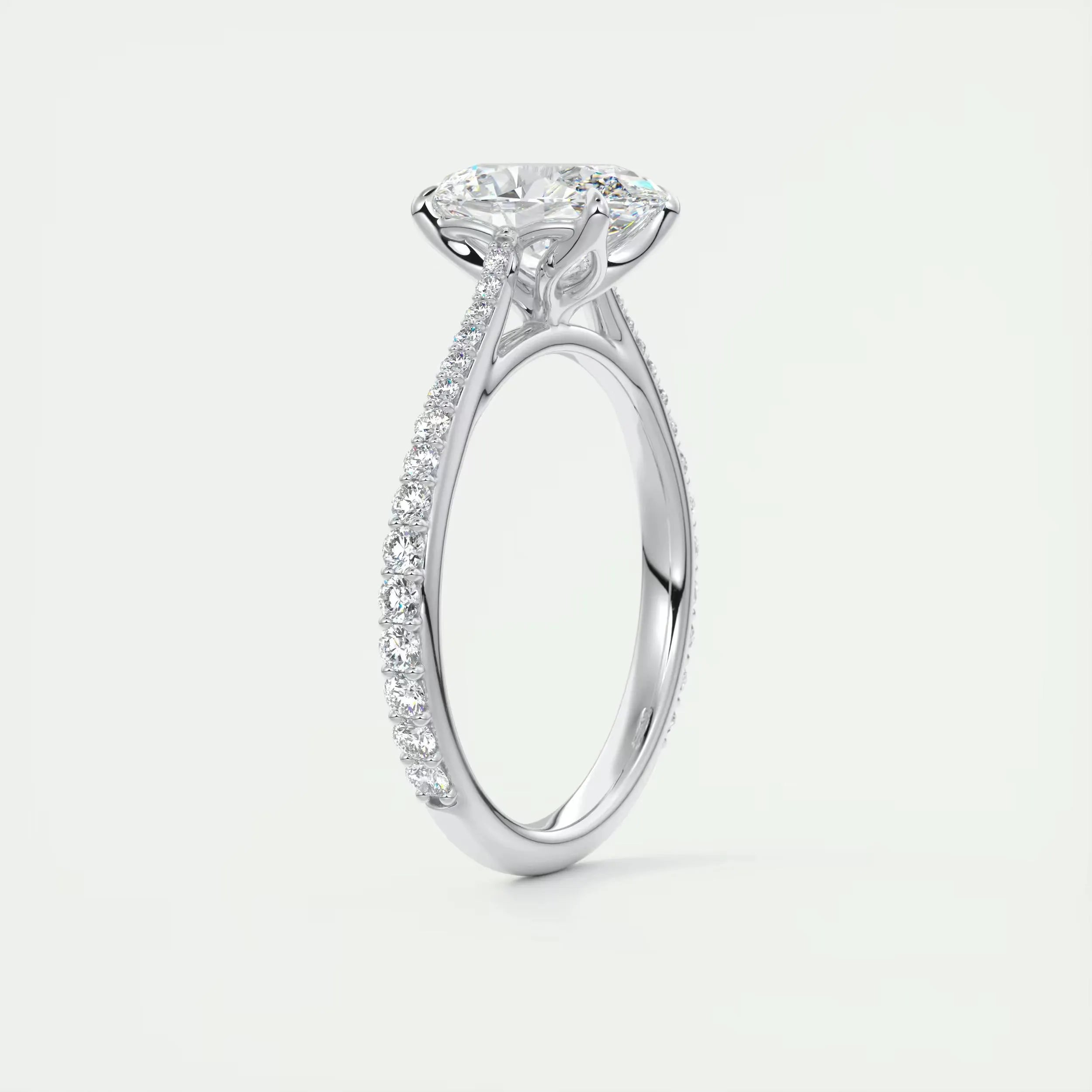 2.35 TCW Oval Cut Lab Grown Diamond Solitaire Accent Ring, 14K Solid Gold Engagement Ring, Wedding Ring, Bridal Ring, Anniversary Gift Ring.