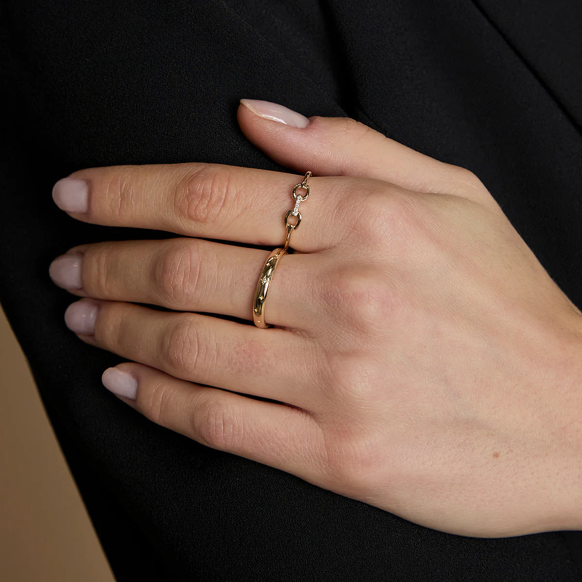 Diamond Hardware Ring in Solid Gold