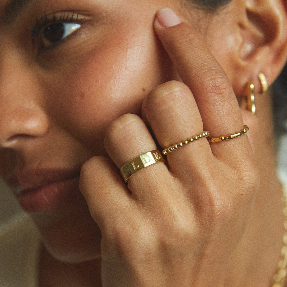Engravable Geometric Band Ring 18Ct Gold Plate