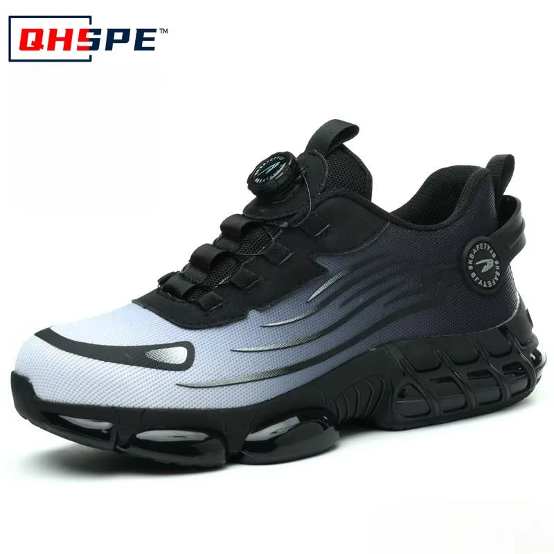 Rotating Button New Safety Shoes Men Anti-Smash Anti-Puncture Work Shoes Fashion Men Sport Shoes Security Protective Boots Men