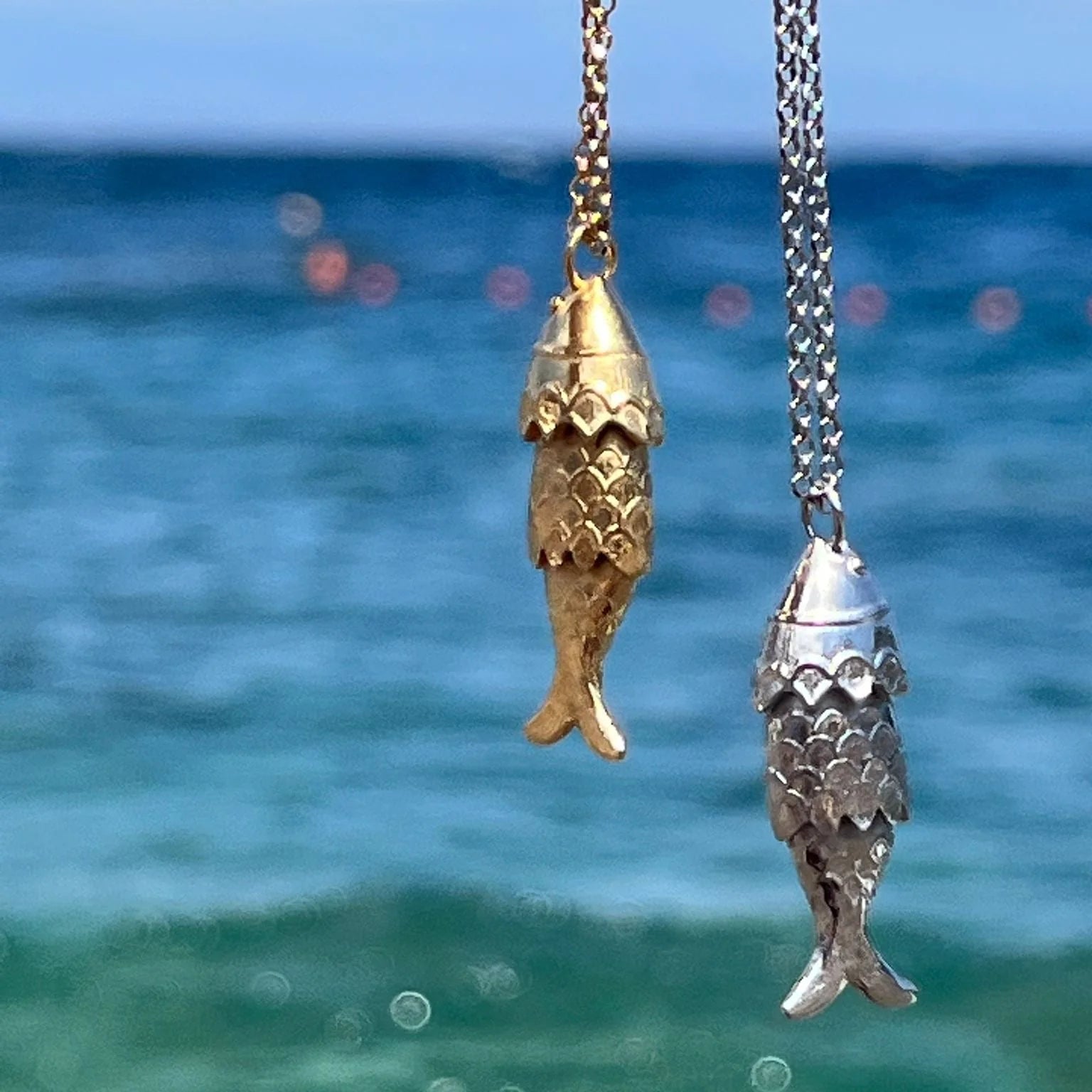 FISH PENDANTS in GOLD and SILVER