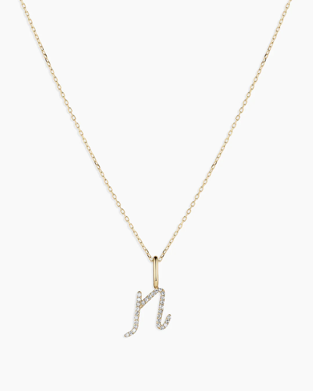 Diamond Script Alphabet Charm Necklace