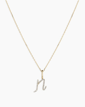 Diamond Script Alphabet Charm Necklace