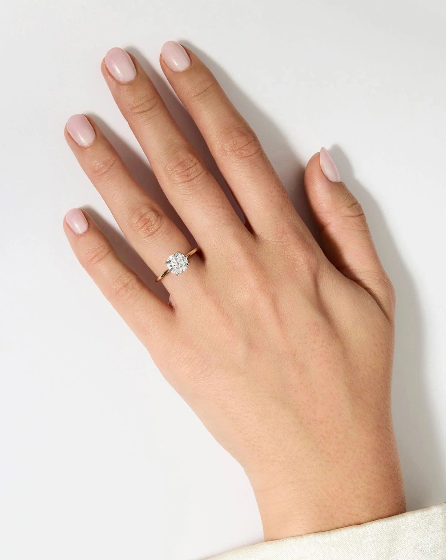 Stunning 2.72ct Round Lab Diamond Engagement Ring – Elegant Ultra Thin 14K Gold Solitaire.