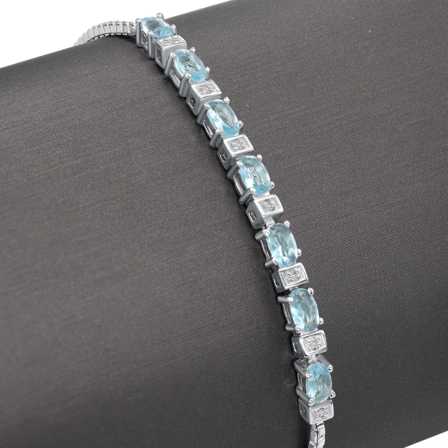 Sterling Silver March Aquamarine Birthstone Adjustable Bracelet