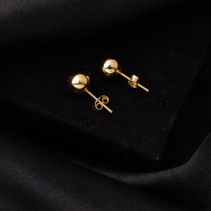 14K Solid Gold Ball Stud Earrings, Yellow Gold Ball Earrings 6Mm, Gold round Ball Stud Sleeper Earrings, Classic Jewelry