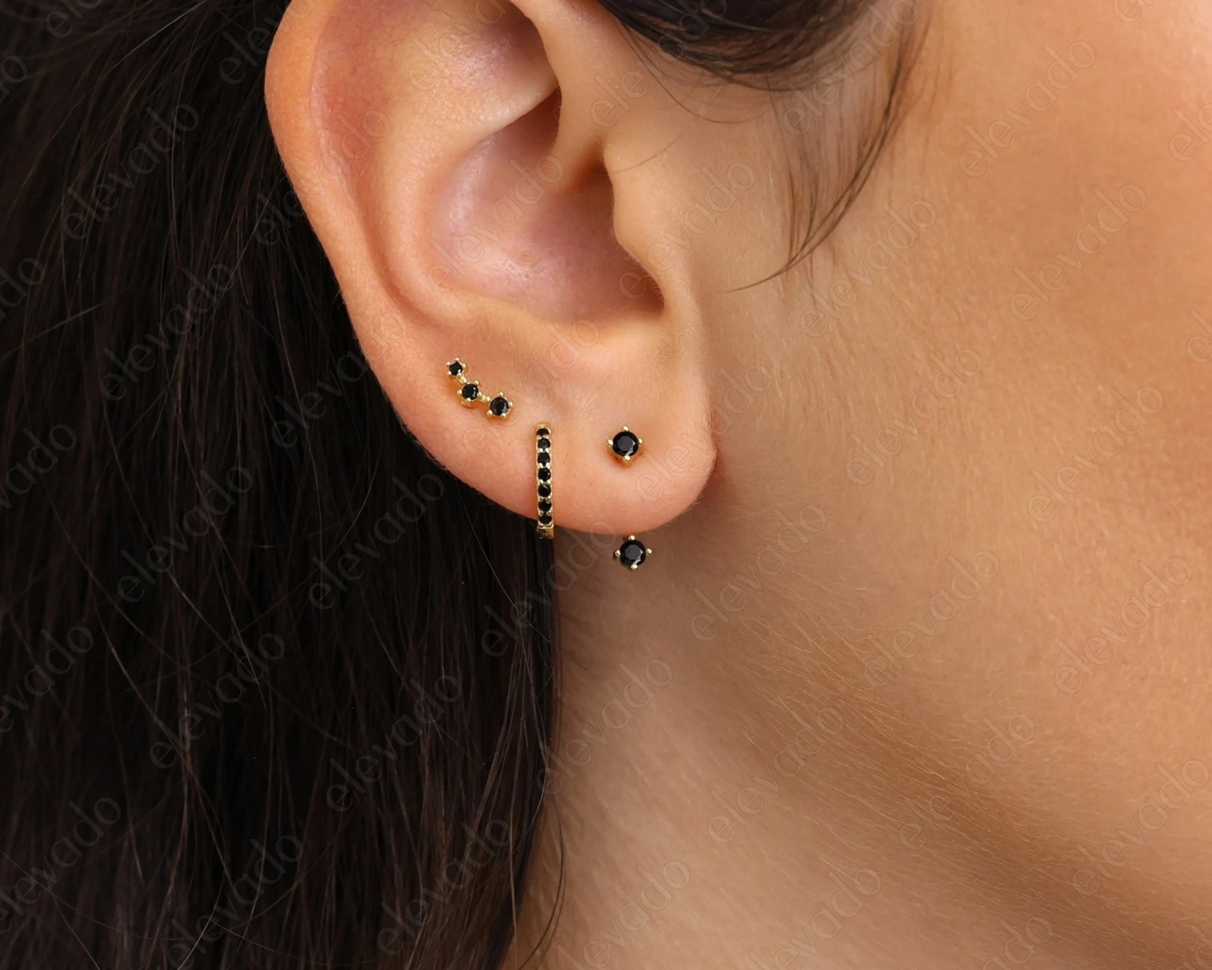 Gold Plated Sterling Silver Ear Jacket Earrings • CZ Dainty Minimal Earring