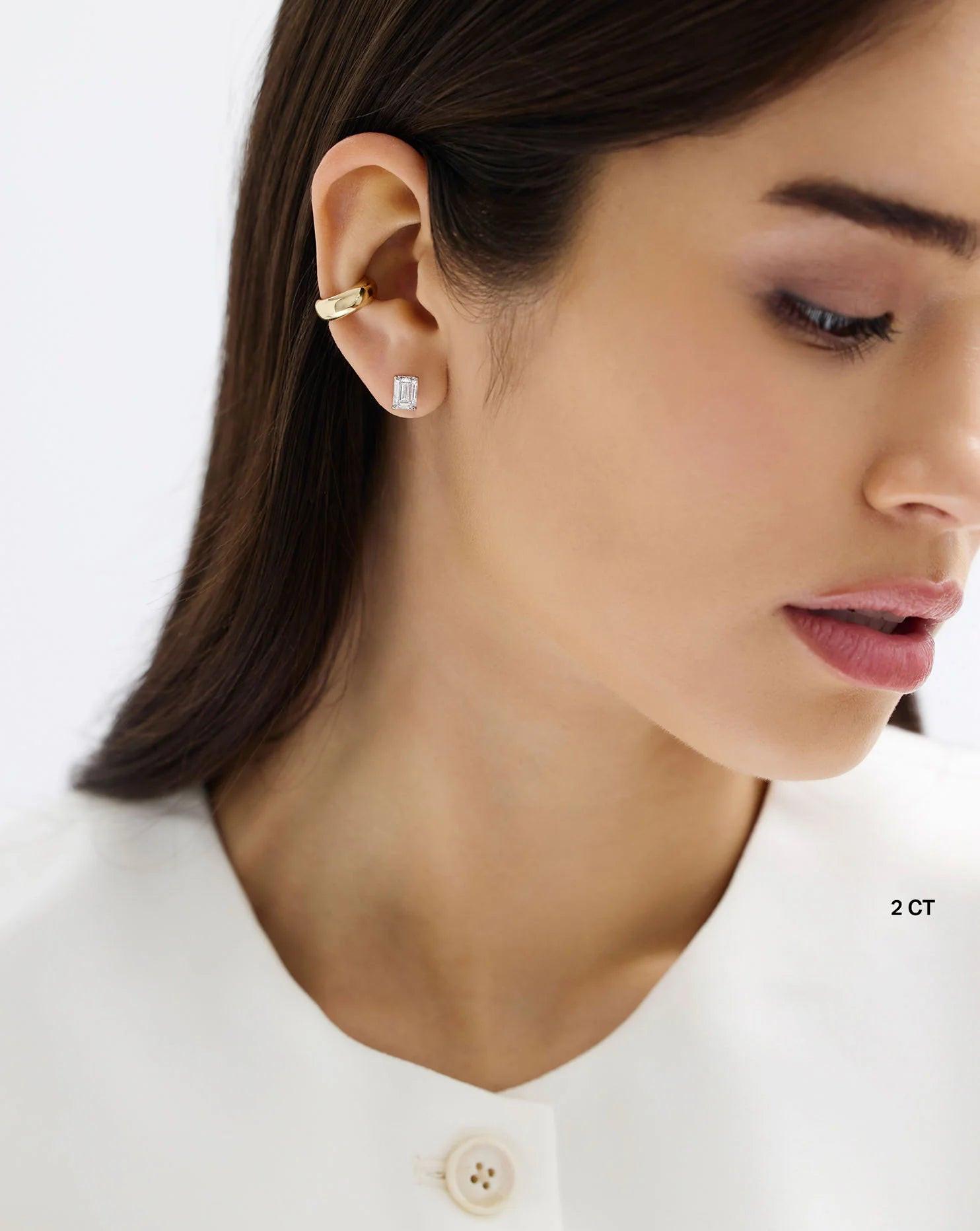 Elegant Emerald Lab Diamond Studs – Timeless Sparkle for Every Occasion.