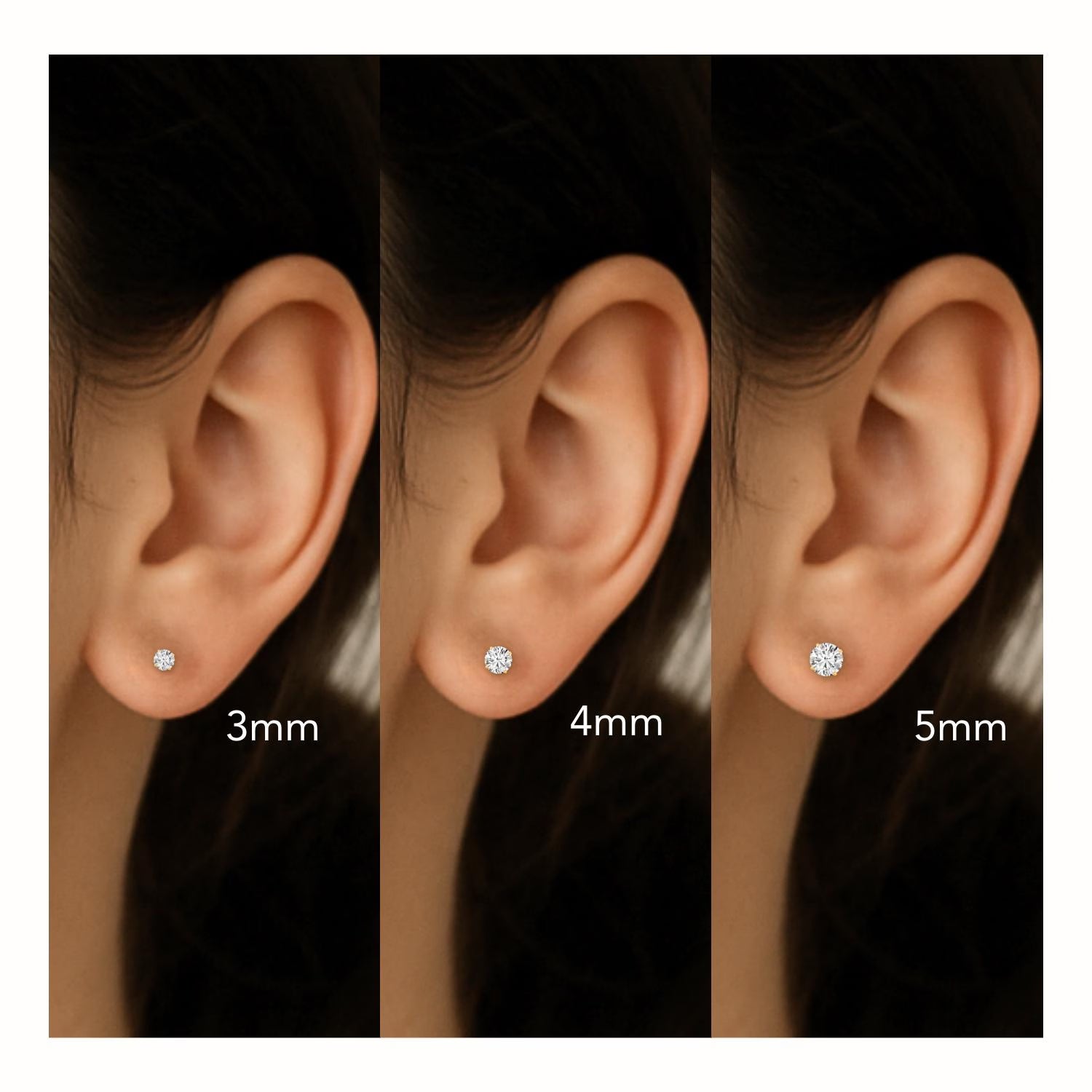 14K Yellow Gold round Simulated Diamond Stud Earrings, Brilliant CZ Studs, Basket Set, Classic Screwback Studs, Unisex, by TILO Jewelry