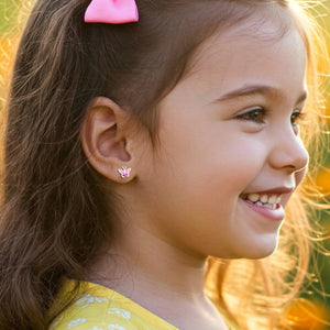 Cute 925 Sterling Silver Butterfly Enamel Studs with Pushback Closure.