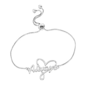 Timeless 925 Sterling Silver Love Always Heart Adjustable Bracelet - A Touch of Elegance.