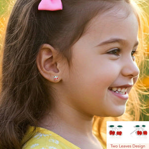 Stunning 925 Sterling Silver Red Cherry Enamel Pushback Studs.