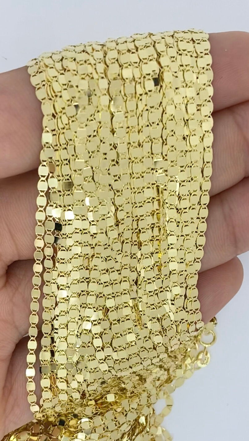 Solid 14K Gold Mirror Chain, 14K Gold Mirror Chain, Strong Dainty Stackable Layering Choker Gold Chain HIGH QUALITY, Ladies Gold Chain