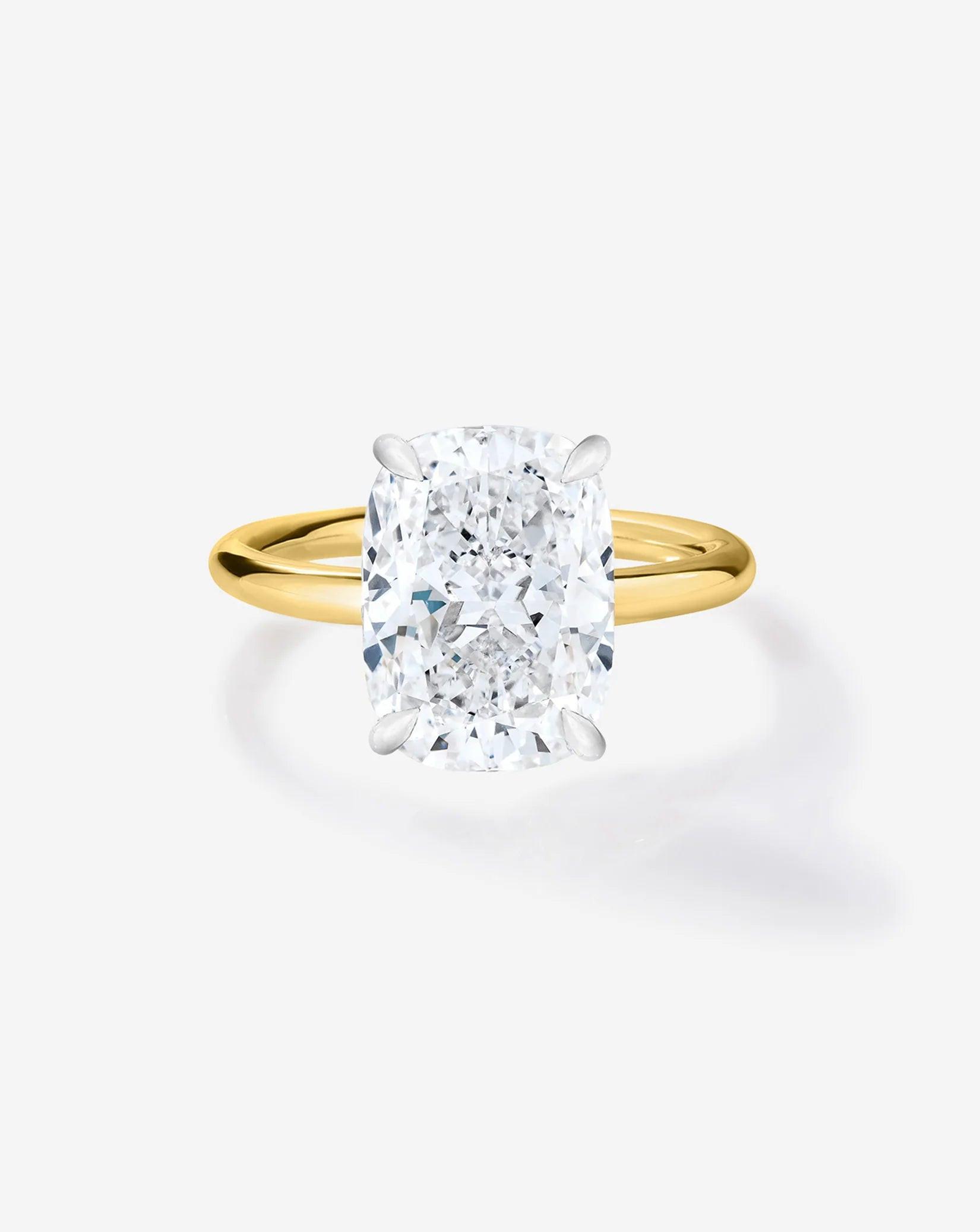 Stunning 3.53ct Cushion Diamond Cloud Solitaire Engagement Ring in 14K Gold.